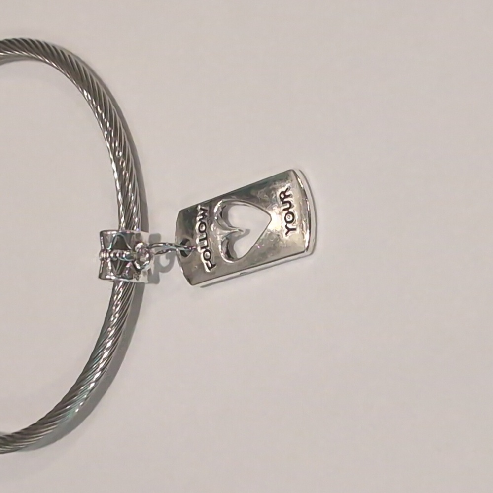 Silver Follow Your Heart Dangle‎ Charm for Pandora Style Bracelet